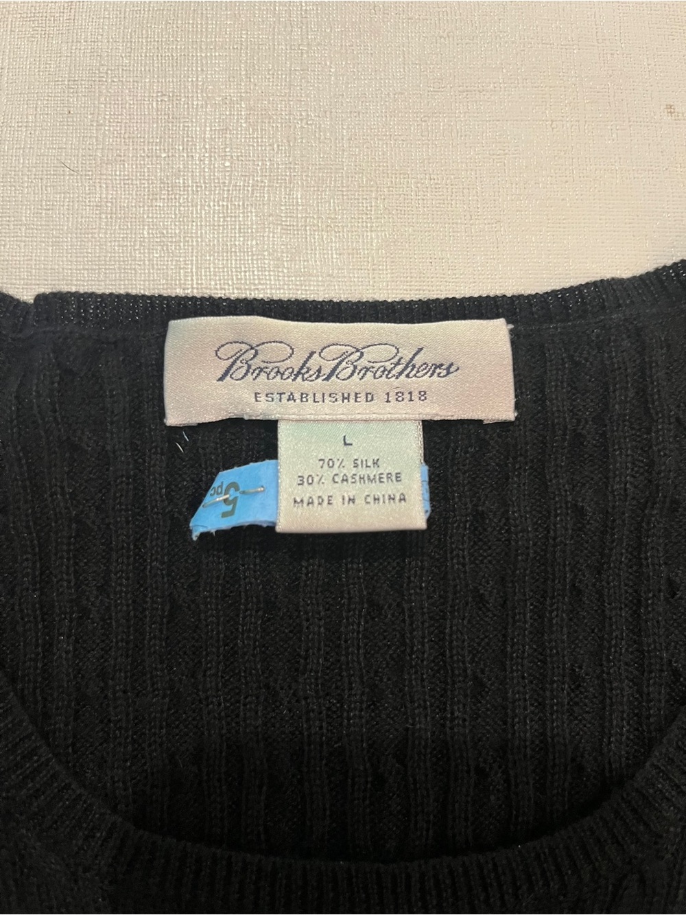 Brooks Brothers Black Short Sleeve Cable-Knit silk & cashmere sweater. GUC! - Picture 2 of 6